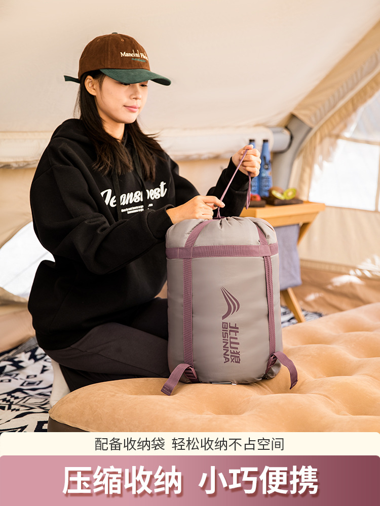 Beishanlang Fleece-Lined Four-Season Sleeping Bag for Adults Outdoor Camping Style Winter Thickeneded Cold-Proof Quilt Single Portable