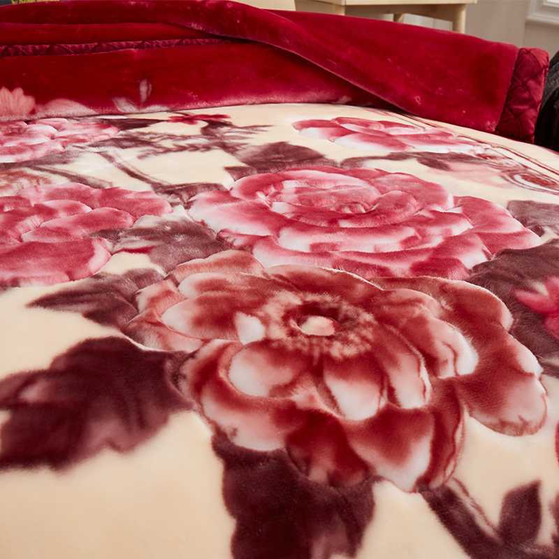 Nantong Home Textile Bed Double Layer Thickened Winter Blanket Raschel Blanket Plus Velvet Extra Thick Wedding Cross-Border Group Buying Wholesale