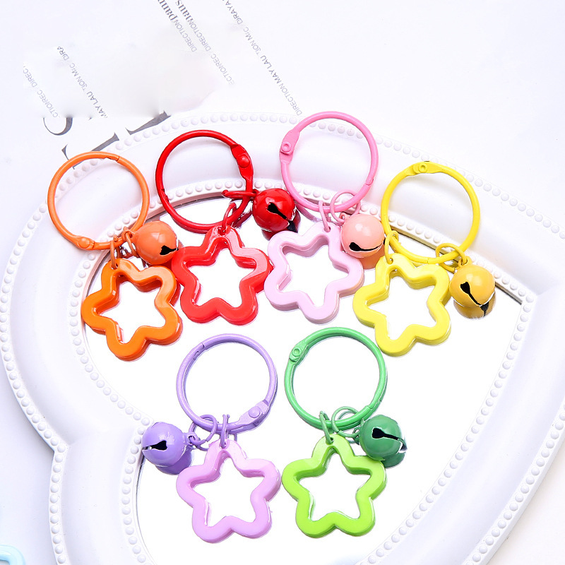 Colorful Five-Pointed Star Acrylic Keychain Pendant Dopamine Earphone Cover Pendant Small Fresh Couple Bag Decoration