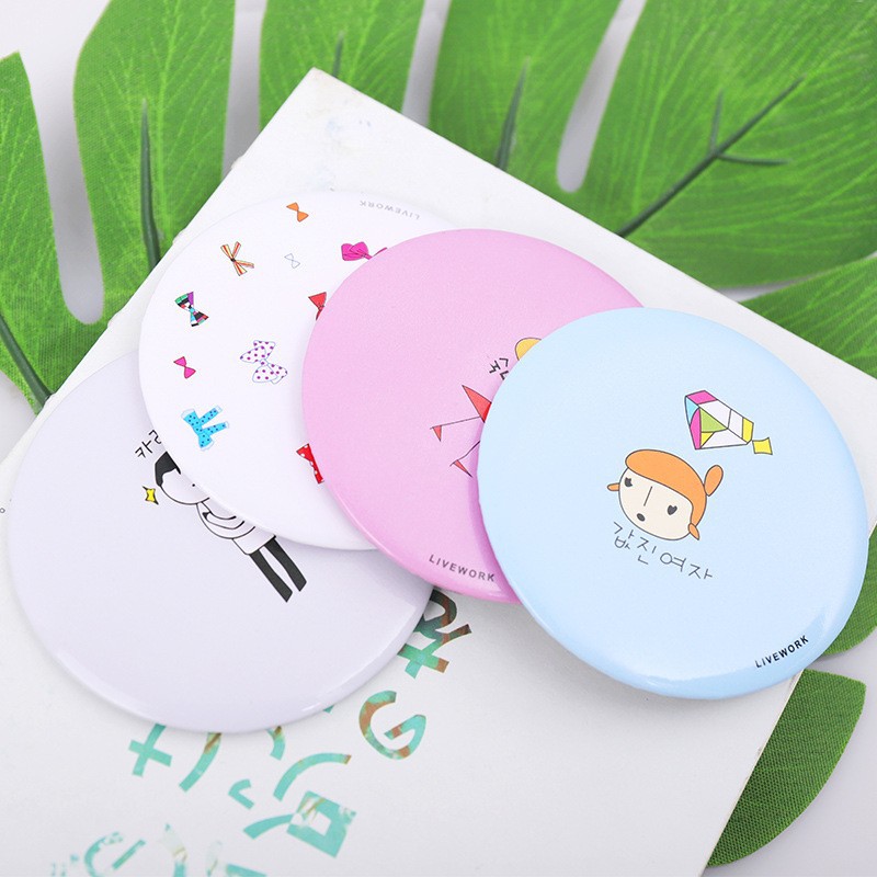 Mini Small Mirror to Carry with You Tinplate Mirror Cartoon Cute Portable Makeup Mirror Student Makeup Mirror
