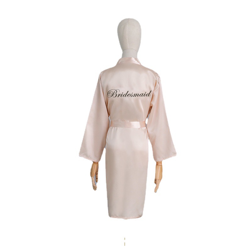 Bride and Bridesmaid Dressing Gown Wedding Silk Birthday Bestie Party Pajamas Embroidered Red Nightgown Wedding Dressing Gown