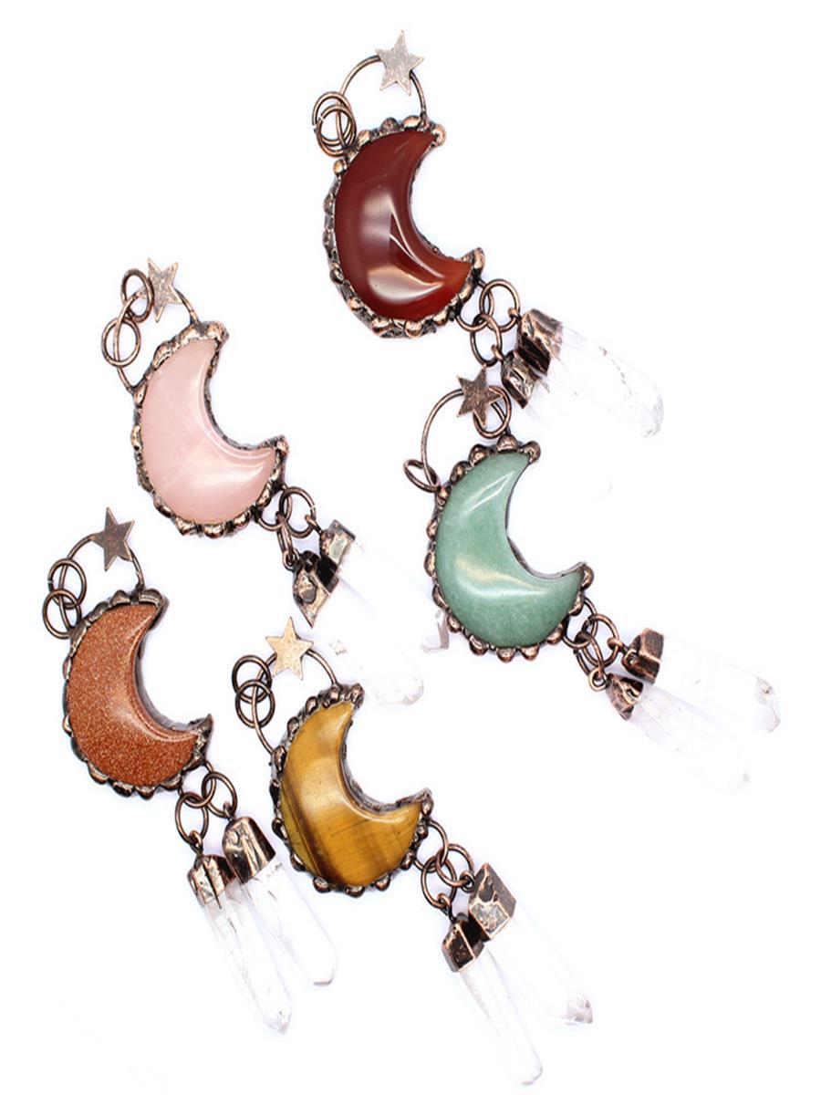 Foreign Trade Jewelry Retro Personalized Star Moon Pendant Red Agate Necklace