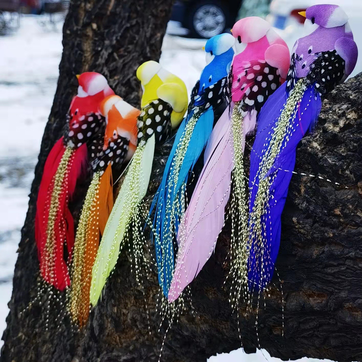 New product simulation feather bird/gold thread/foam bird fake bird decoration props