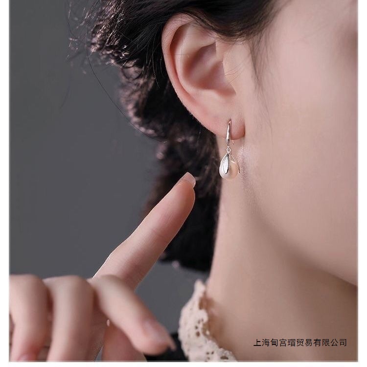 999 Sterling Silver Pearl Bud Ear Hook Earrings for Women, Accessible Luxury Elegant, Fashionable and Personalized Earrings