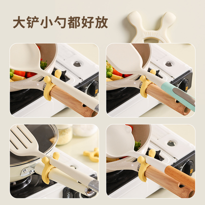 Silicone Pot Shovel Rack Household Kitchen Stove Spill-proof Spoon Cookware Placement Shovel Rack Holder Mobile Storage Rack