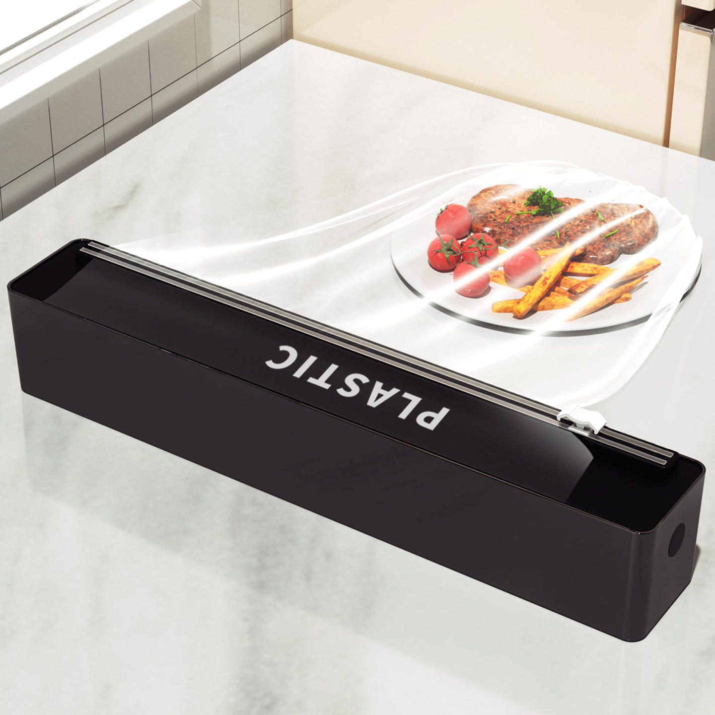 501 Plastic Wrap Cutter Kitchen Household Tin Foil Baking Paper Magnetic Wall-Mounted Plastic Wrap Cutting Box Sliding Knife