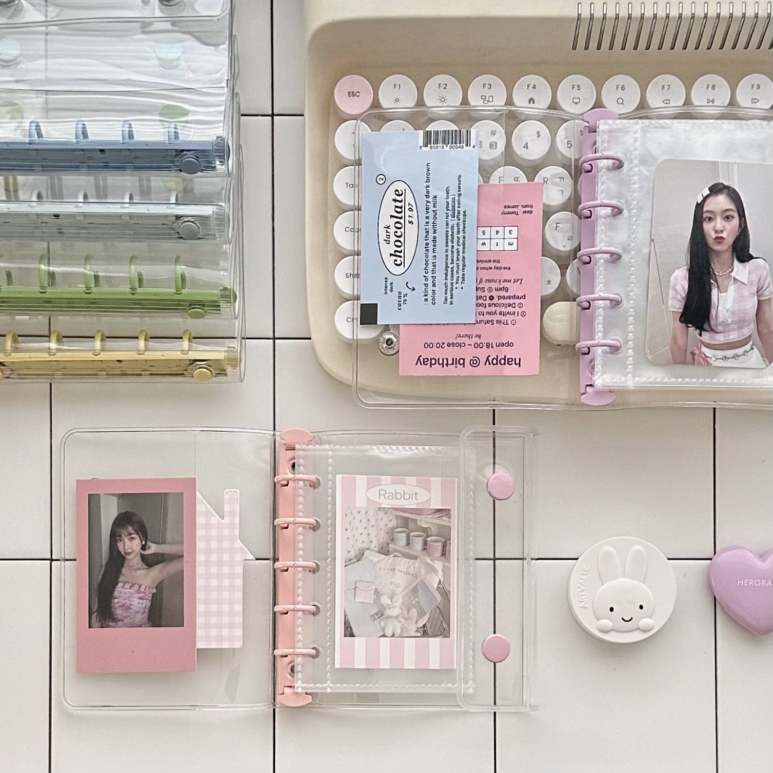 M5 Fresh Double-Button Transparent Pvc Soft Shell Color Clip Loose-Leaf Guka Notebook Hand Ledger Polaroid Photo Album Nail Art Storage