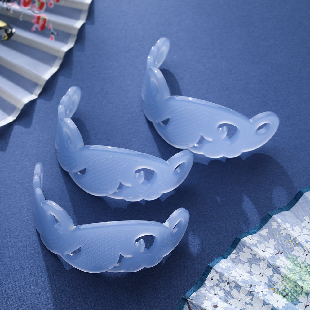 Acetic Acid Imitation Jade Hair Crown Antique Handmade Hanfu Headwear Phoenix Pattern Carved Hair Accessories for Men and Women Hair Accessories Hair Bun Decorative Crown