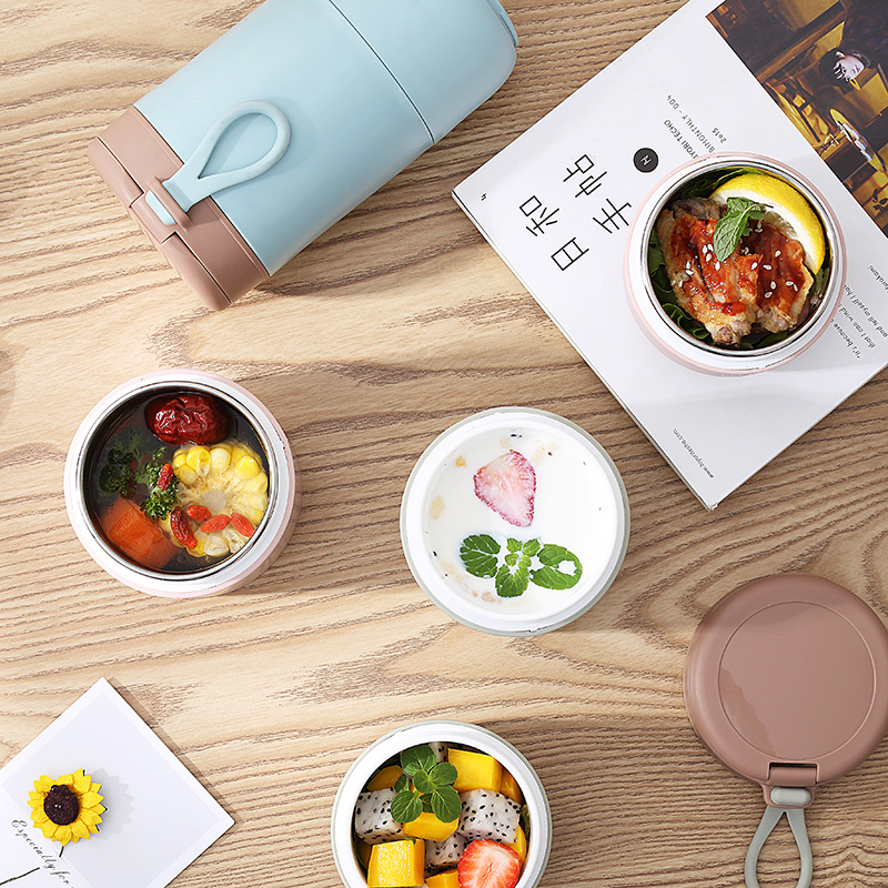 Insulated breakfast cup student office worker milk stainless steel soup cup portable tableware suit cup gift wholesale