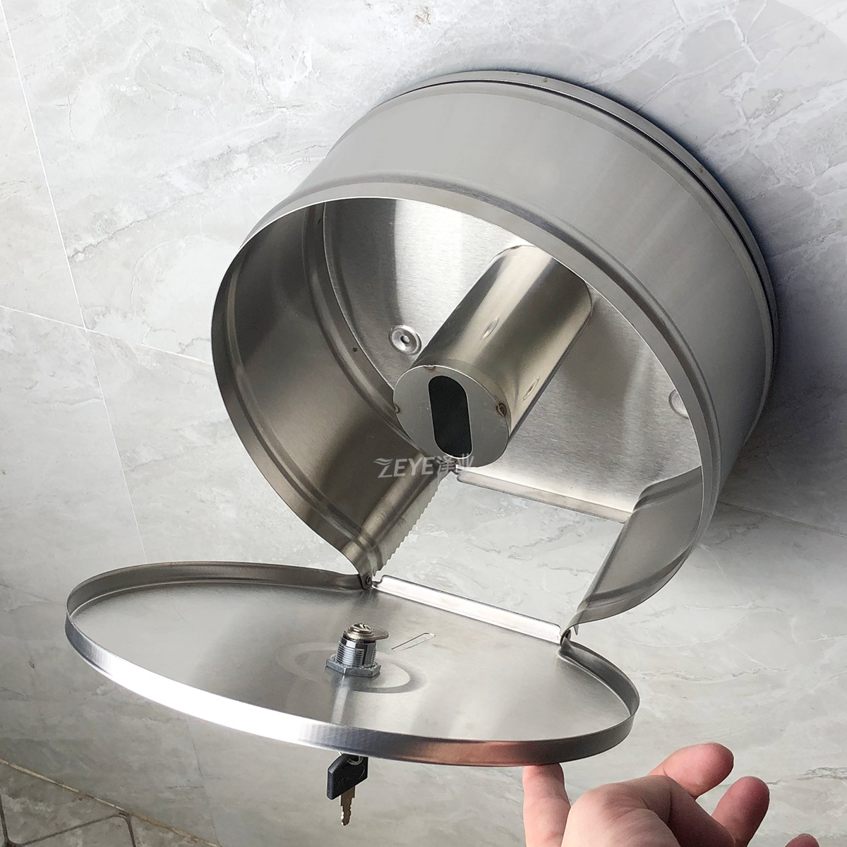 304 Stainless Steel Large Roll Paper Box Hotel Public Toilet Bathroom Wall-Mounted Hand Towel Round Paper Towel Toilet Paper Holder