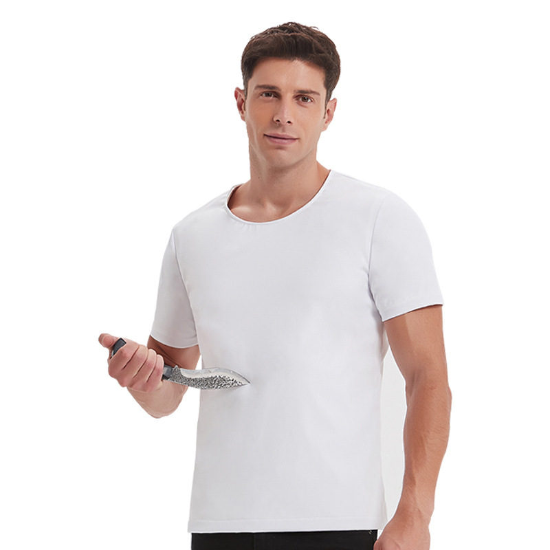 Lightweight T-Shirt Anti-Stab Clothing, Quick-Drying Men's Anti-Stab Short-Sleeved Concealed Breathable Ultra-Thin Anti-Stab Clothing, Flexible Self-Defense Clothing