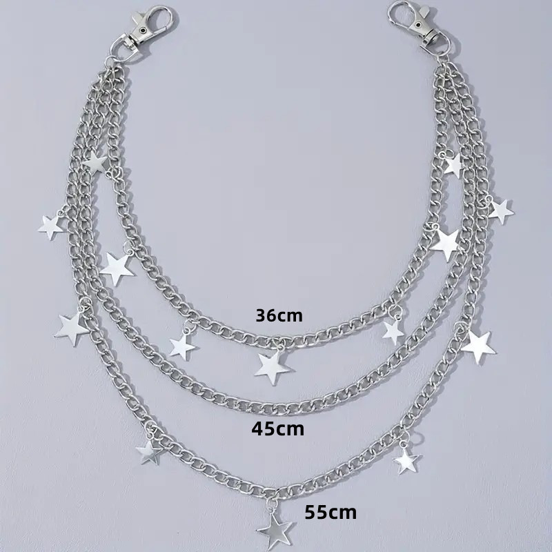 Europe and the United States cross-border jewelry hip-hop punk style five-pointed star tassel new pants chain personality multi-layer metal waist chain