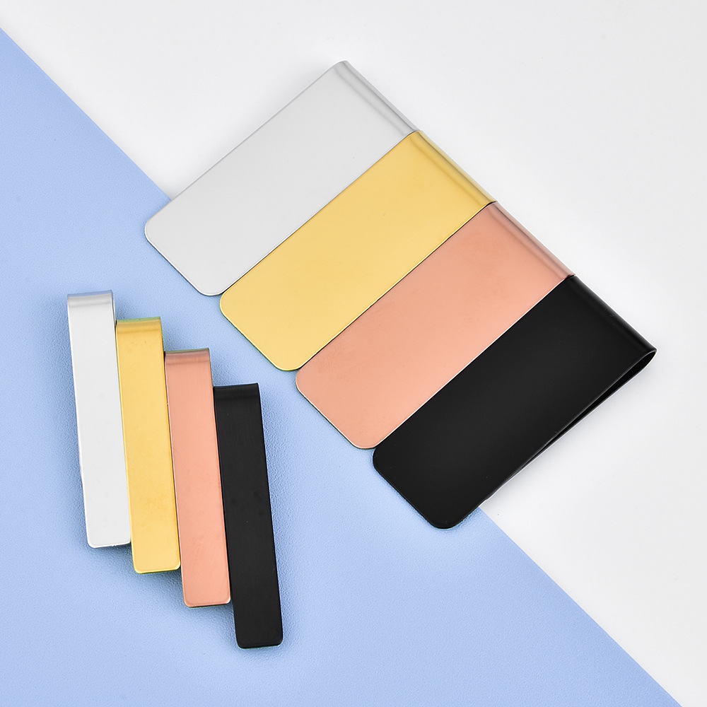 Cross-Border Hot Selling Stainless Steel Tie Clip Wallet Clip Dollar Wallet Laser Laser Logo Engraved Collar Clip Book Clip