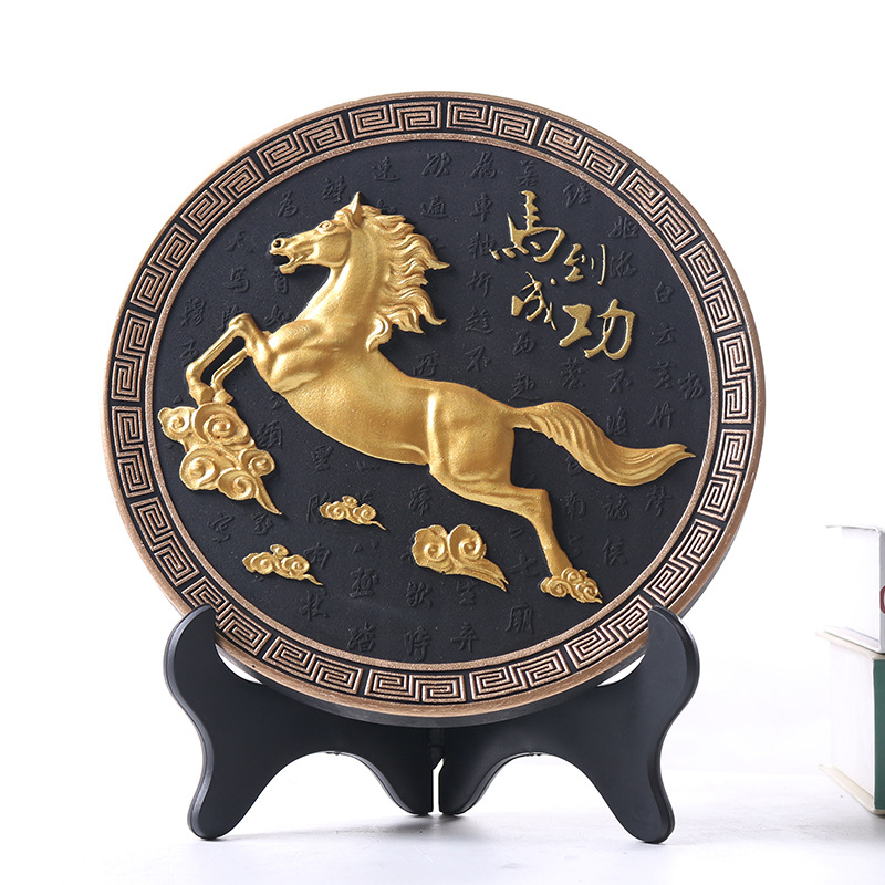 Instant Success Animal Charcoal Carving Horse Picture Gift Chinese Creative Living Room Opening Housewarming Gift Crafts Wholesale