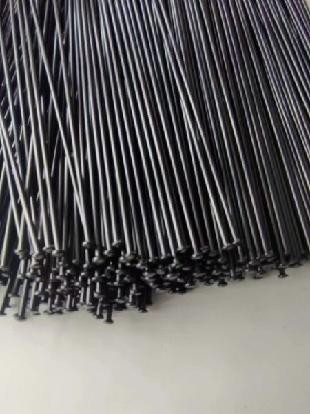 14G black straight pull spoke straight head 14G bicycle spoke 45 steel straight head 14k mountain bike spoke 2mm thick