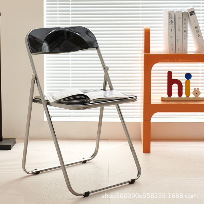 Transparent Makeup Chair Acrylic Internet Popular Ins Style Stool Backrest Simple Household Dining Chair Clothing Store Folding Chair