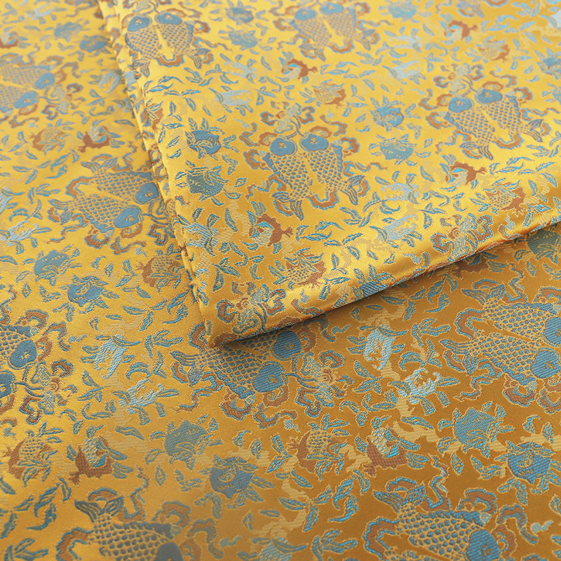 "FS032 Pisces Flower" Song Brocade Jacquard Satin Fabric Vest Cheongsam Jacket National Style Clothing Fabric