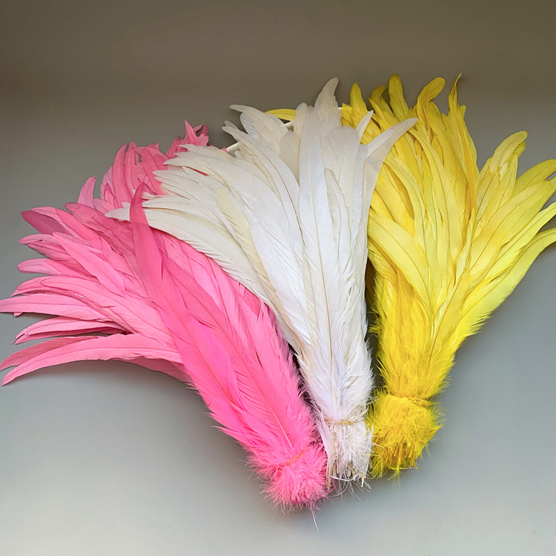In-Stock Colorful Rooster Tail 20-45cm Faded Dyed Feather Decoration Cat Teaser Wand Toy Material Available in Multiple Colors