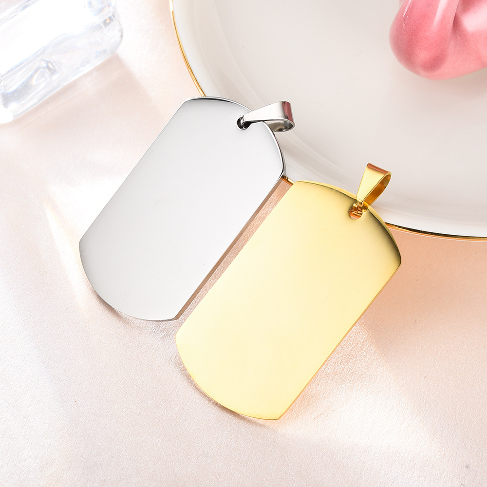 Amazon Cross-Border Necklace Stainless Steel Military Brand Metal Tag Laser Engraving Titanium Steel Pet Tag Hanging Ornaments Wholesale