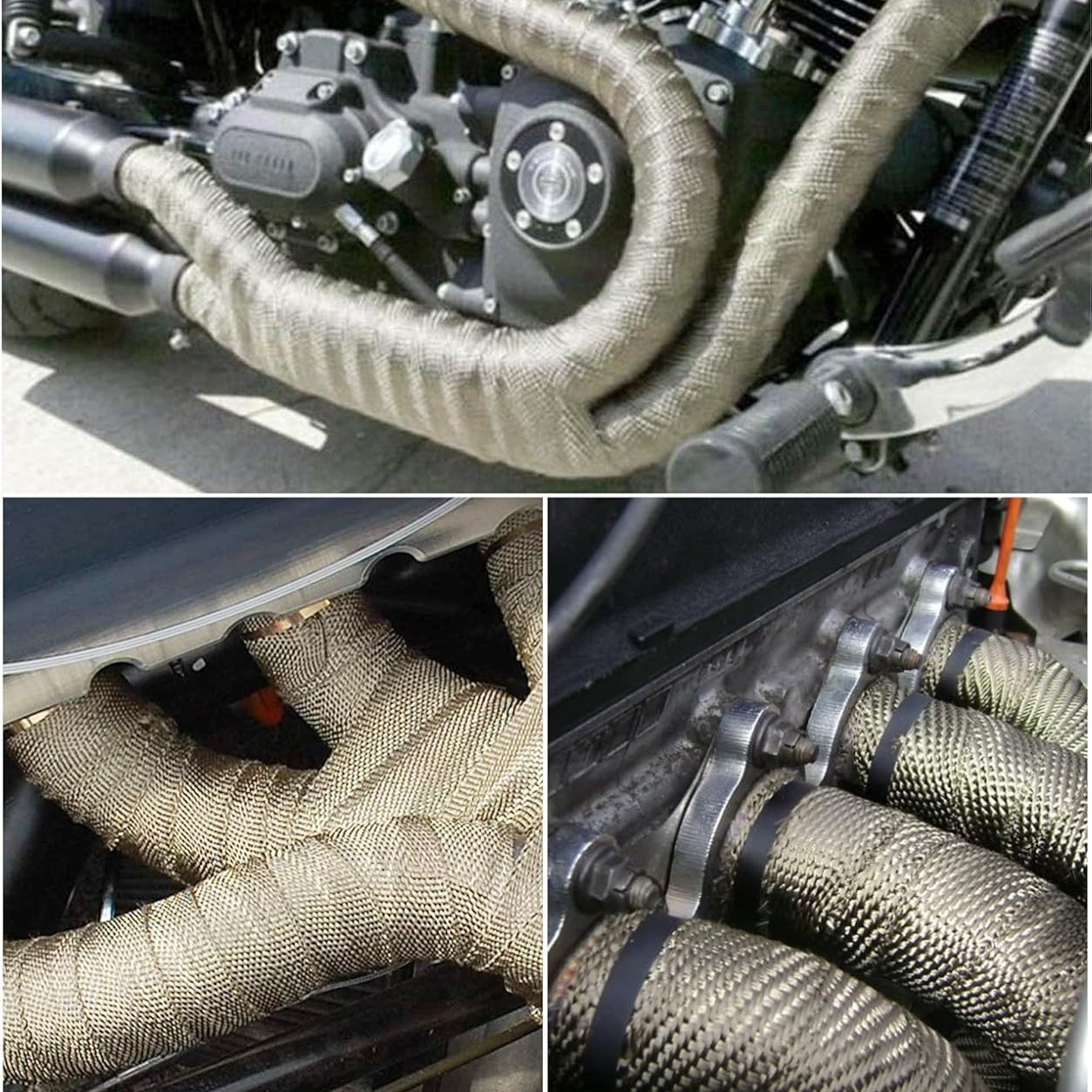 Factory Direct Sales Titanium Color Black White Fiberglass Heat Insulation Tape Motorcycle Exhaust Free Shipping