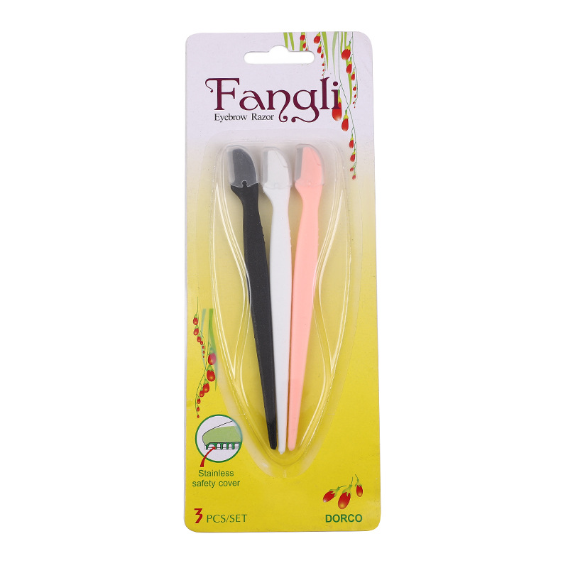 Fang Li eyebrow trimming knife three straight rod eyebrow trimming knife eyebrow shaving knife with protective shell