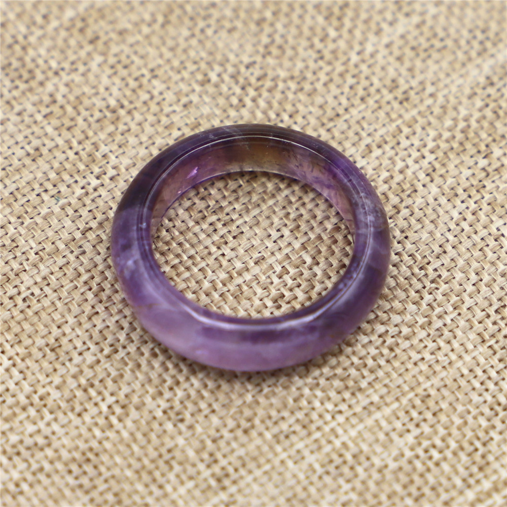 Foreign trade hot Amazon AliExpress wish explosions natural stone amethyst ring width 6MM 17# 18#