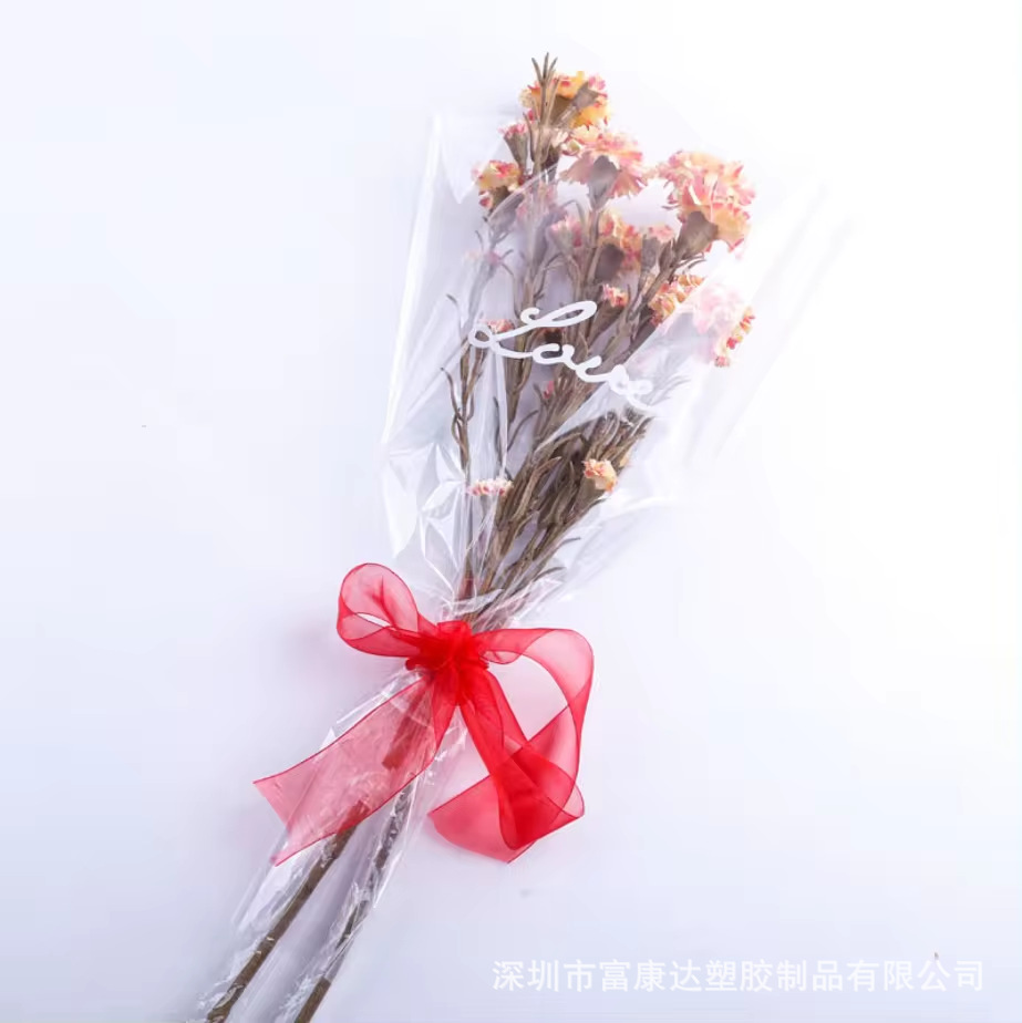 Fully Transparent English Flower Bouquet Bag, Multi-Rose Packaging Bag, Single Flower Packaging Plastic Bag, Factory Direct Sale