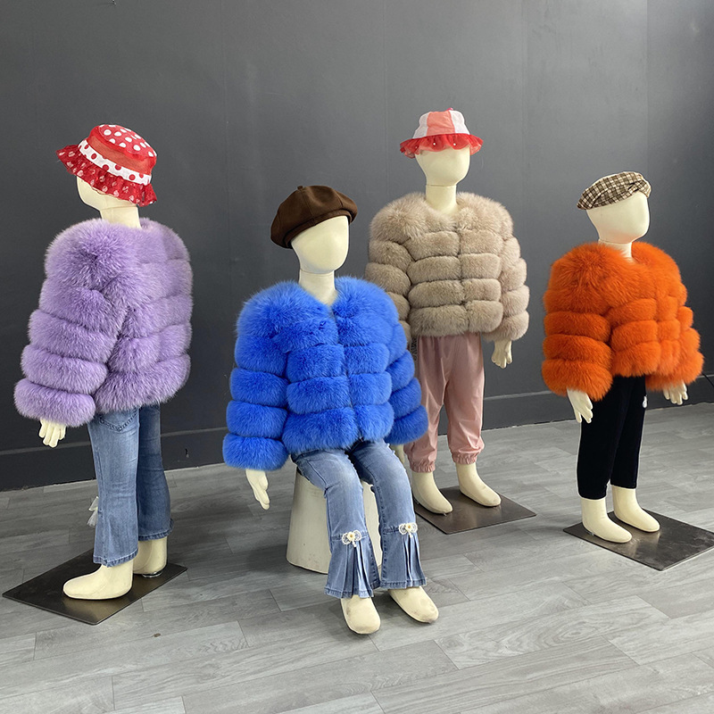 European and American faux fox fur coat children's fur coat stitching warm thickened fur children's clothing winter coat