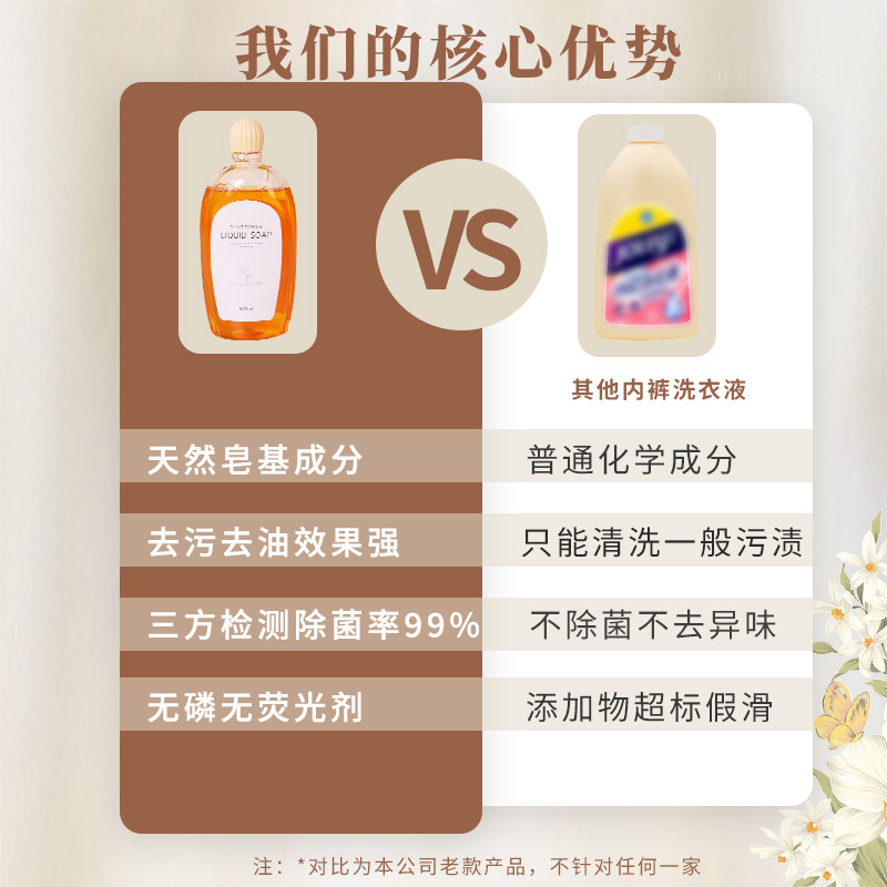 [jingju Environmentally Friendly] Natural Plant Soap Special Cleaning Liquid for Underwear 500ml Antibacterial, Remove Blood Stains and Does Not Hurt Your Hands