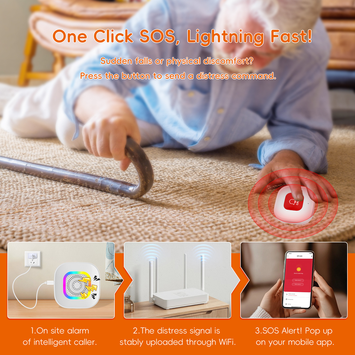 Tuya Wifi Elderly Call Device Sos Emergency Call Button Wireless Emergency Button Nursing Home Hospital Pager