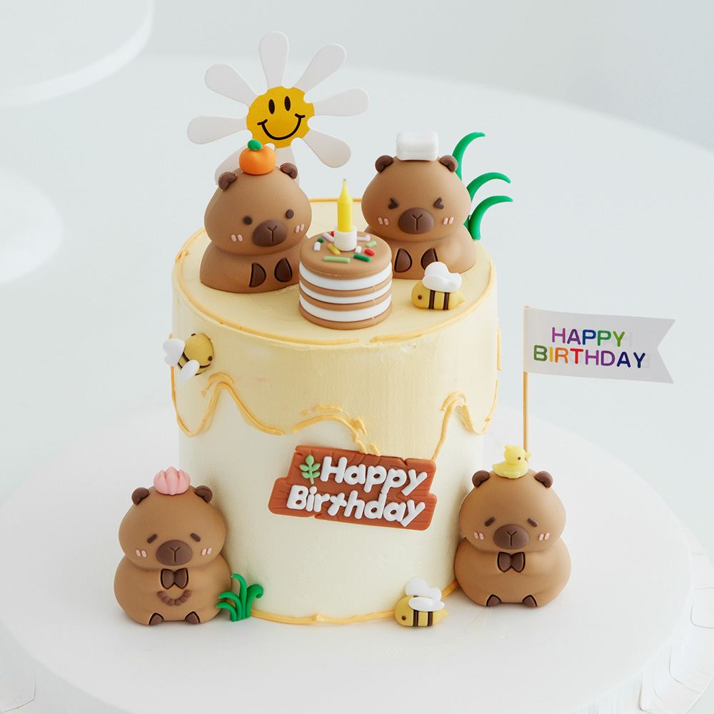 Trendy Capybara Cake Decoration Figurine Cartoon Animal Baking Desktop Children's Ornament Car Accessory