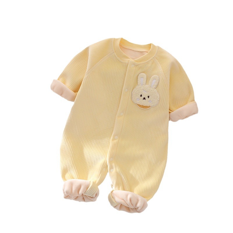 Baby one-piece warm autumn and winter double-sided fleece men and women baby romper newborn clothes Anyang baby clothes Spring
