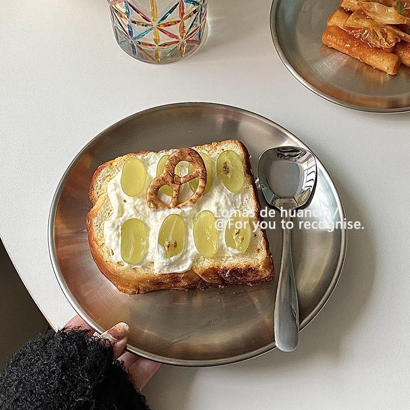 Korean-style household Western food spoon dessert ice cream spoon high-looking stainless steel spoon yogurt oatmeal spoon square head