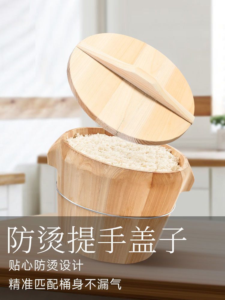Wooden Steaming Bucket for Rice, Bamboo Steamer, Wooden Rice Steamer, Cedar Wood Steaming Bucket for Home Use