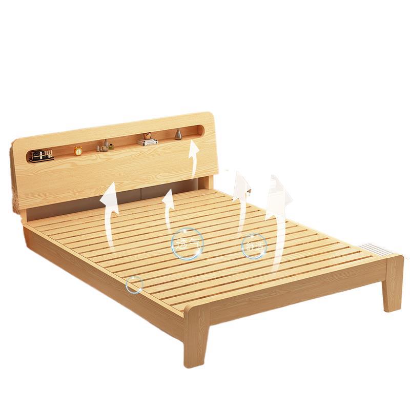 Solid Wooden Bed 1.5 m Household 1.8 m Double Bed Economical Rental Room 1.2m Single Bed Frame Modern Simple