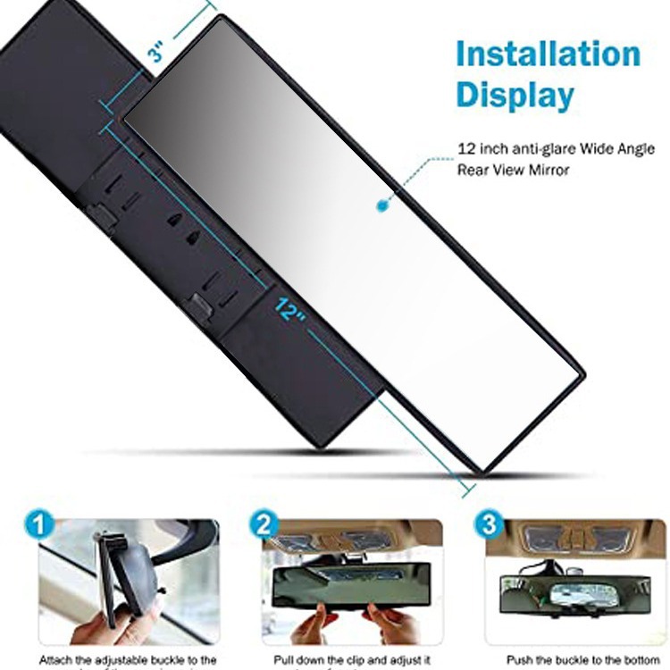 Wholesale car large field of view rearview mirror rearview mirror rearview curved mirror anti-fog anti-glare indoor rearview mirror mirror blue