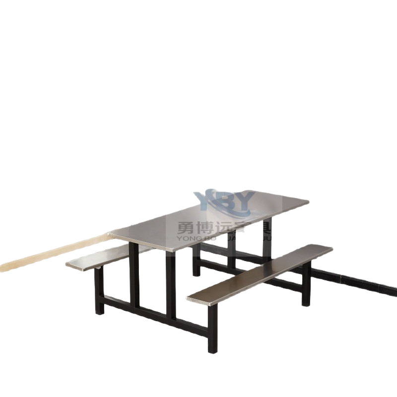 School Cafeteria One-Piece Dining Table Factory Employee Restaurant Stainless Steel Dining Table and Chairs 4 People 6 People 8 People Dining Table and Chair Combination
