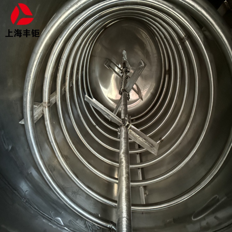 Factory Direct Supply of Used Mixing Tanks in Stock, 304 Stainless Steel Inner Coil Reactor, Steam Heating, Vertical Mixing