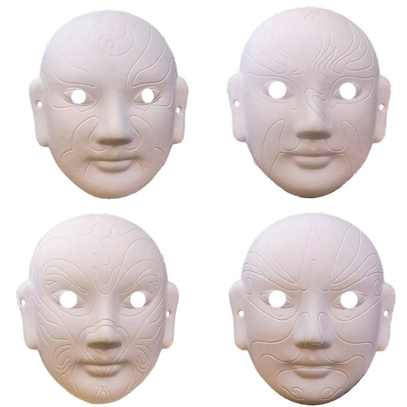 1 indentation Beijing Opera facial makeup white hand painting kindergarten children's manual work DIY graffiti pulp white embryo mask