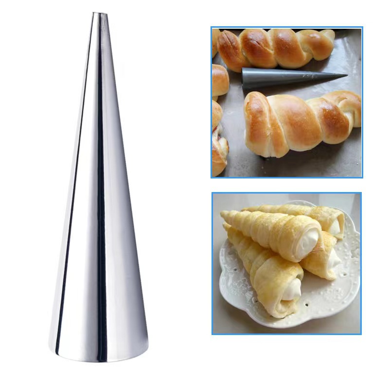 Large tapered stainless steel Danish large nut horn bag tool baking tool horn cake mold factory direct sales