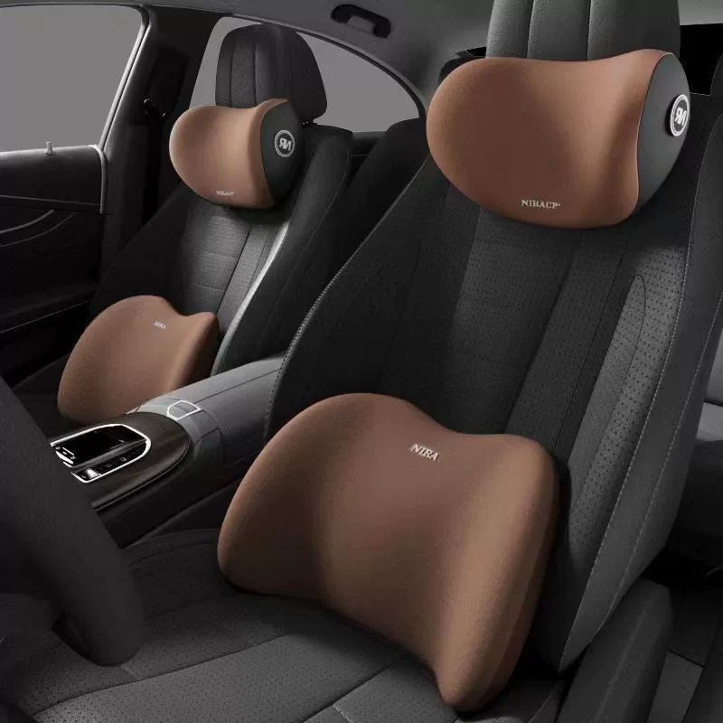 Car Headrest and Lumbar Pillow Neck Pillow Memory Foam Neck and Lumbar Support Car Set Cervical Spine and Lumbar Support High-End Feel