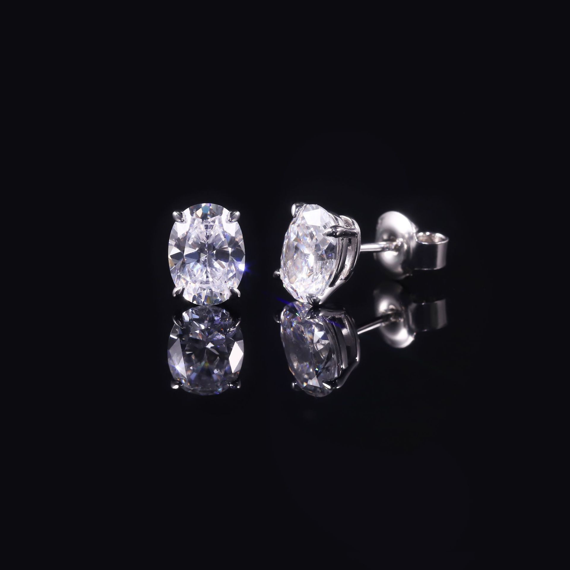 Hot collection eagle claw series cultivation diamond earrings s925 sterling silver gold-plated four-claw earrings 0.5/1/carat