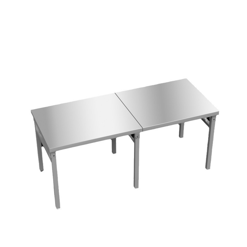 Table Top Legs Double Folding Stainless Steel Table Outdoor Commercial Portable Folding Mobile Thickening Strong Load-bearing and Durable