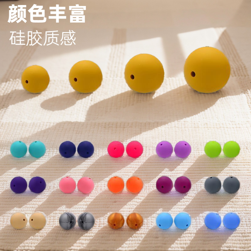 15мм силиконовые круглые бусины, украшения для прорезывания зубов, цепочка для соски, материалы для DIY, оптовая продажа