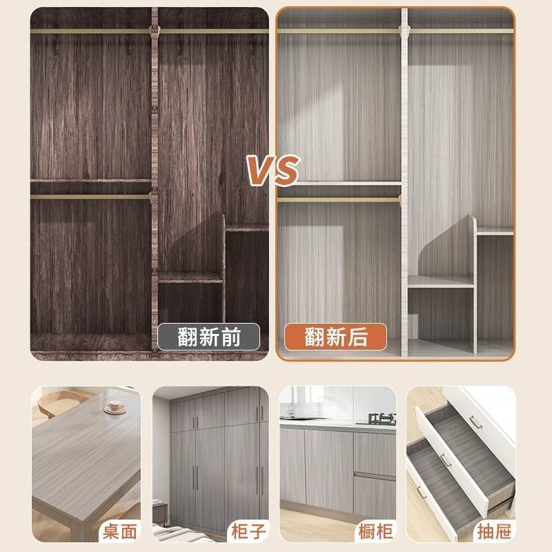 Wardrobe Interior Sticker Renovation Self-Adhesive Waterproof, Moisture-Proof and Mildew-Proof Pad Paper Wood Grain Wardrobe Furniture Cabinet Special Film