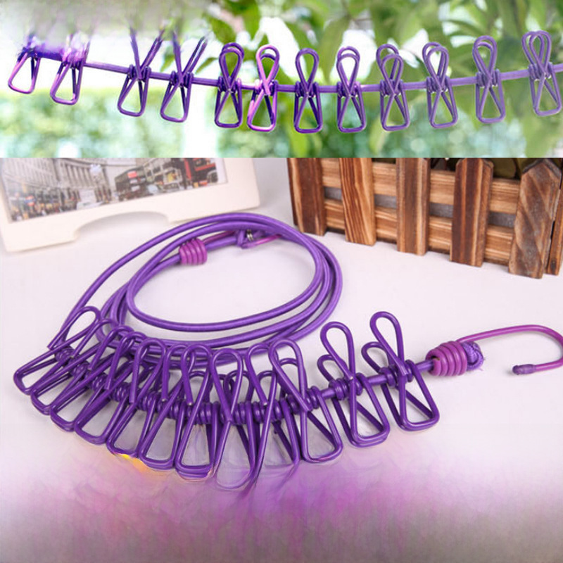 12-Clip Invisible Clothesline, Indoor No-Drill Installation, Outdoor Travel, Hotel Portable Drying Tool, Retractable Clothesline