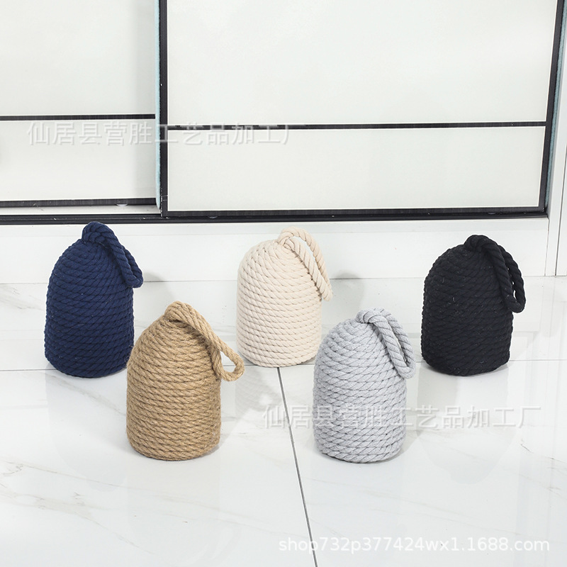 Cotton and Linen Rope Door Stopper, Cotton Rope, Linen Rope Rocket Tube-Shaped Dome Cylindrical Windproof Door Stopper, Ins Home and Restaurant Decoration