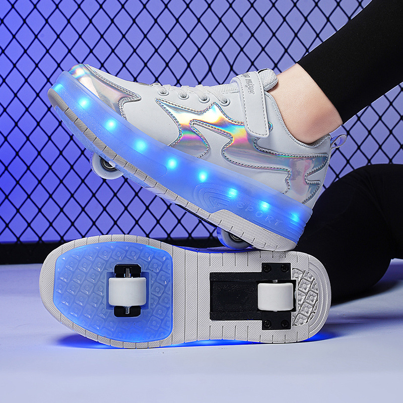 Children's heelloo shoes invisible two-wheeled mi ah miya detachable youth charging with light colorful luminous roller skates