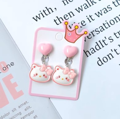 New Cartoon fresh cute sweet children sanliou girl sweet tube ear clip pendant girl earrings earrings