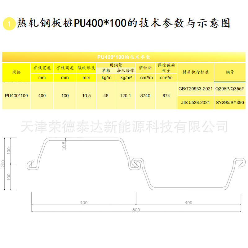 Manufacturer Jinnishi U-Shaped 400*100 Steel Sheet Pile 3 #   4 #   6 #   7 # Larson Hot-Rolled 9 12m Steel Sheet Pile